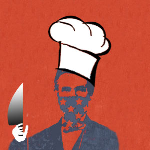 reidicule logo with chef hat and butcher knife